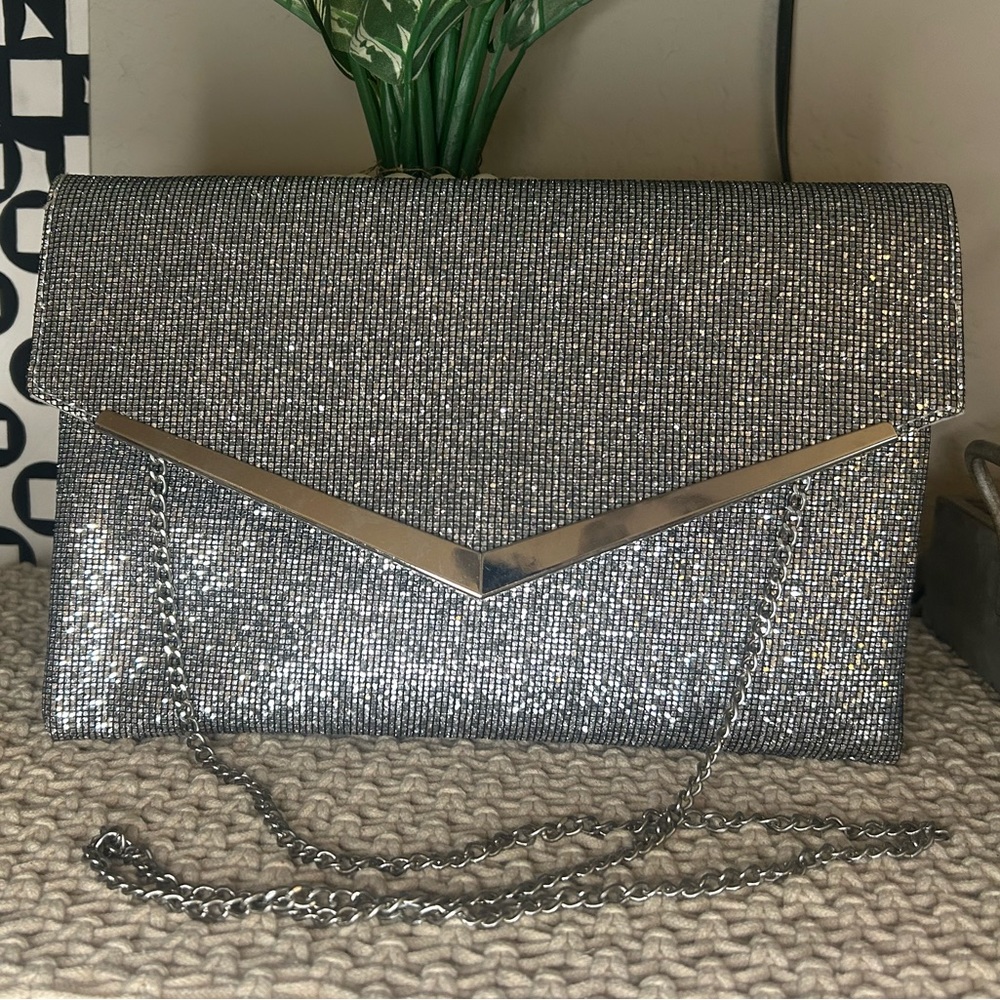 Silver, sequins, shoulder bag